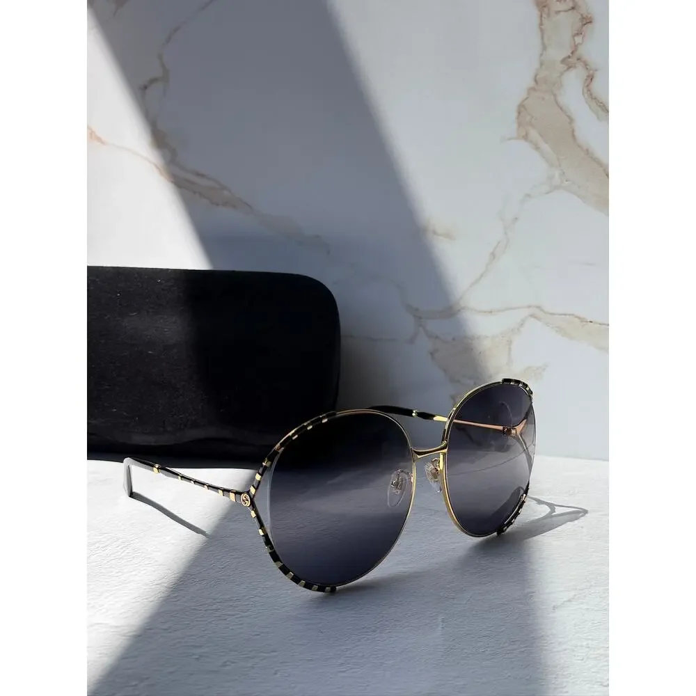 Gucci Oversized Round Sunglasses in Tortoiseshell and Brown